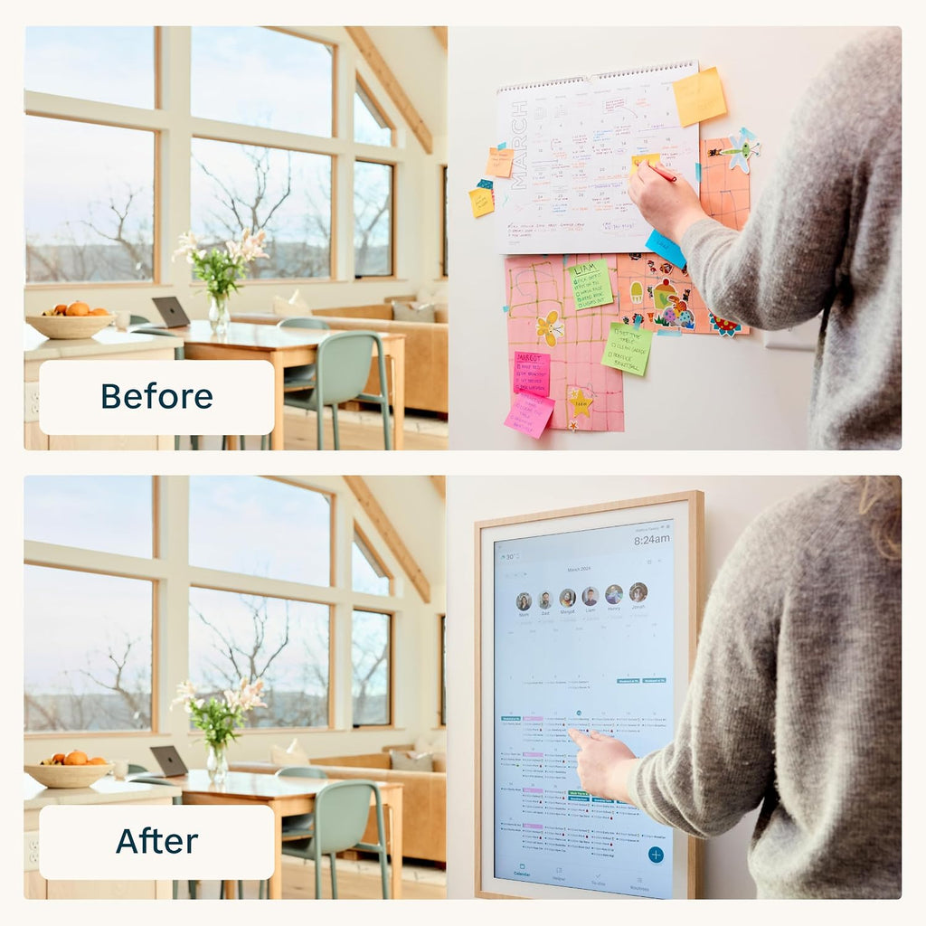 Hearth Display 27' Digital Calendar for Families, Interactive Touchscreen, Custom Wall Mount, Matte White Frame