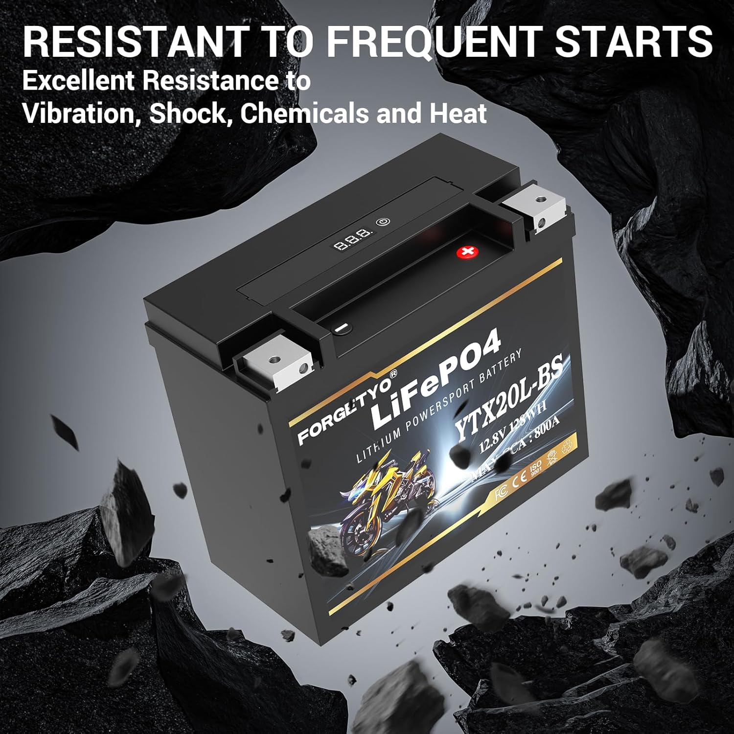 Lithium YTX20L-BS, 800A LiFePO4 Motorcycle Battery, 12V 10AH ATV, UTV, Jet Ski, 4 Wheeler,Snowmobile,Tractor,Generator and Riding Lawn Mower Battery