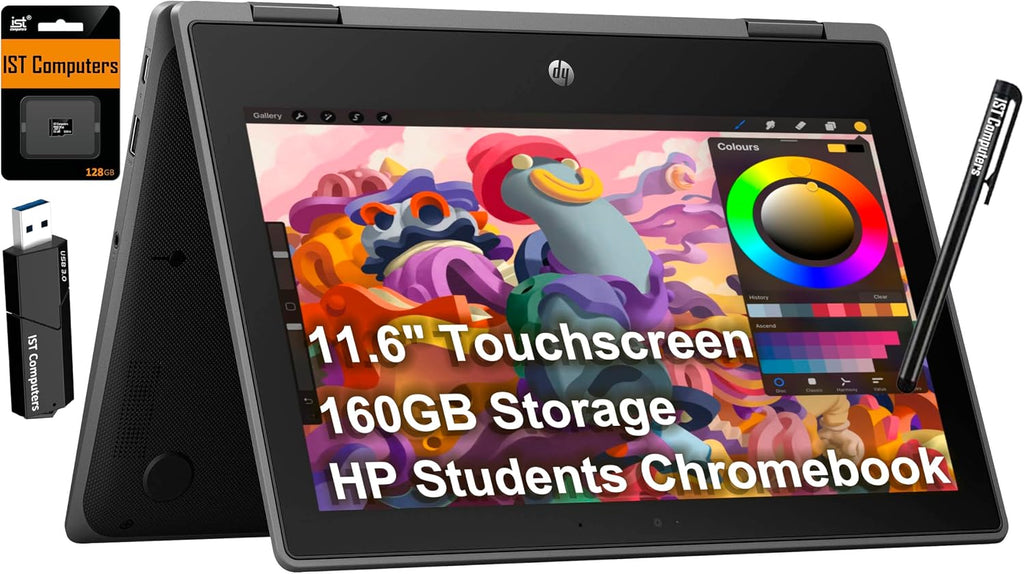 HP Chromebook Pro X360 Fortis 11 2-in-1 Laptop (11.6' Touchscreen, Intel Processor, 4GB RAM, 160GB Storage (32GB+128GB)), Rugged & Spill-Resistant, Convertible, Students & Education, Webcam, Chrome OS