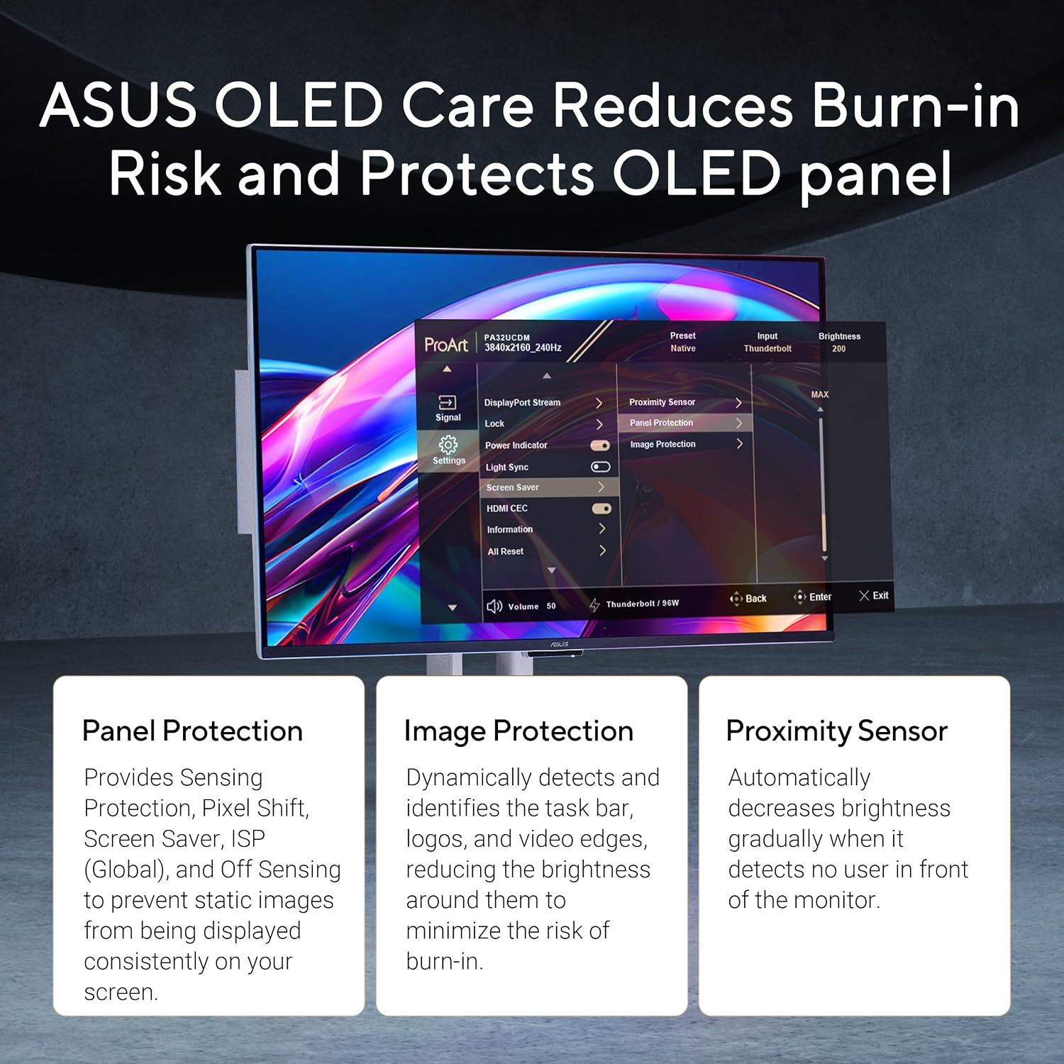 ASUS ProArt PA32UCDM Monitor 32' 4K UHD QD-OLED 240Hz 0.1ms ThunderBolt 4 PD 96W - PA32UCDM