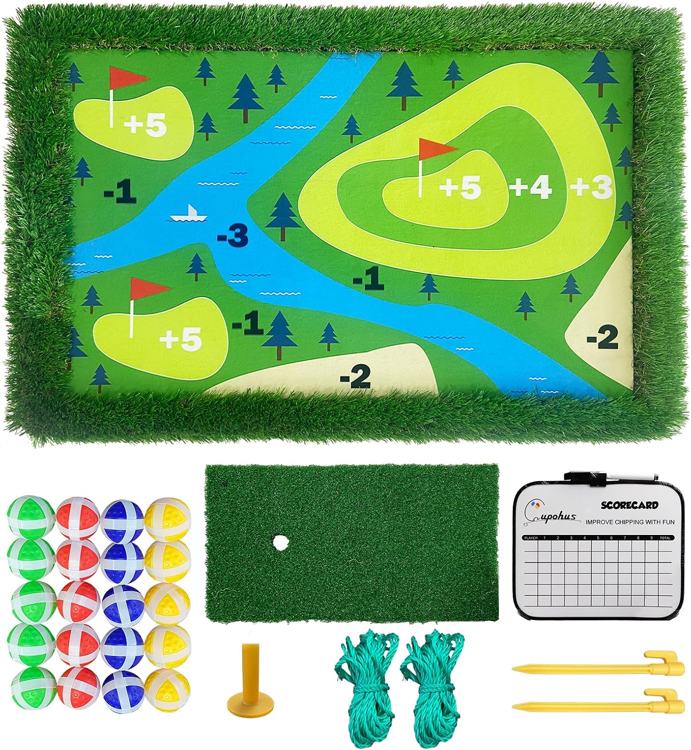 Cupohus Giant Size Stable Floating Golf Green for Pool-47'x 35' Floating Chipping Green Practice Mat, Adult Fun Backyard Water Golf Game Gift, Support Training Competition for 4 Golfers (Hard Model)