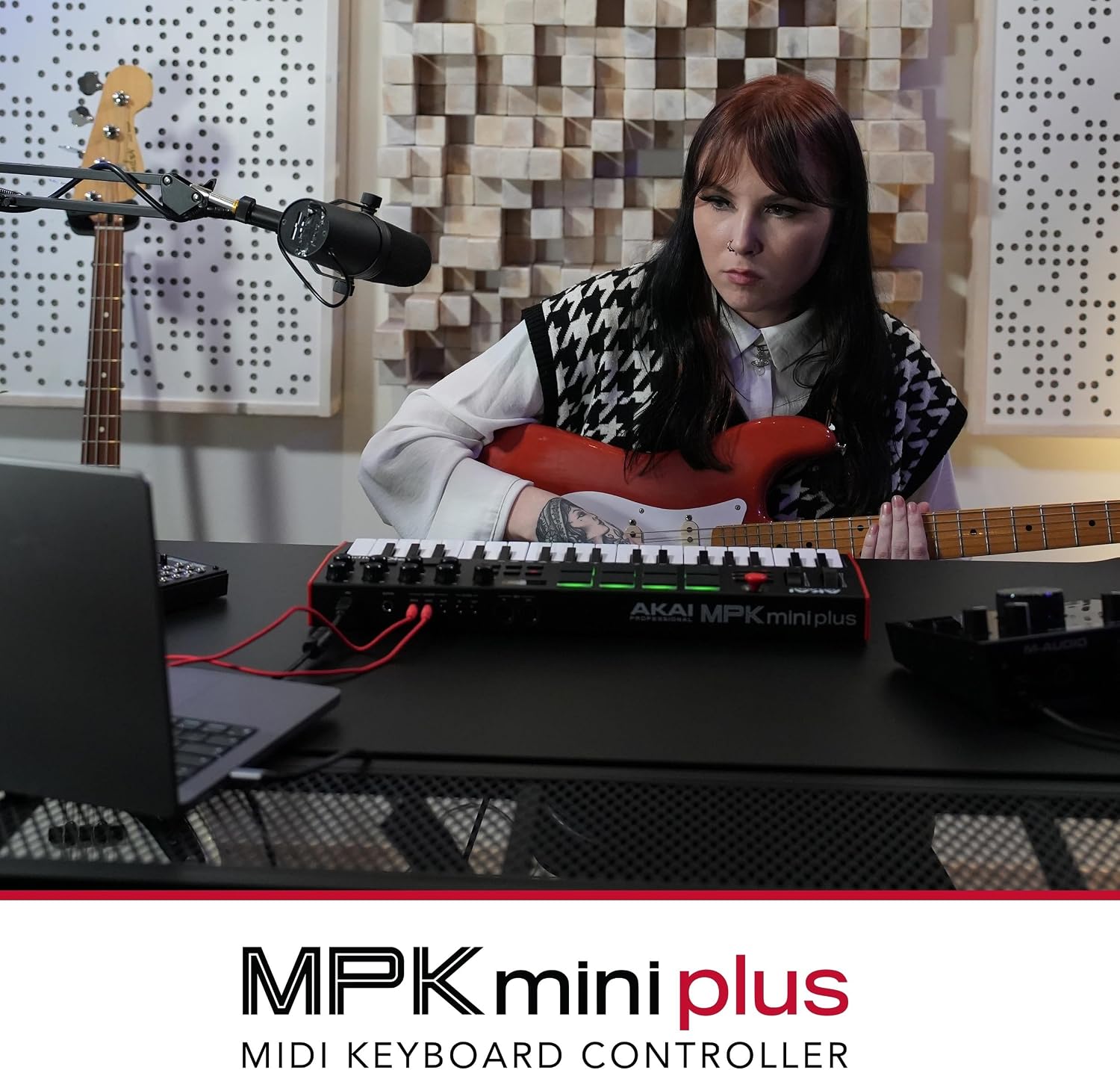 Akai Professional MPK Mini Plus - USB MIDI Keyboard Controller with 37 Mini Keys, 8 MPC Pads, Sequencer, MIDI/CV/Gate I/O, Music Production Software and Native Instruments Sound Package