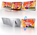 14' Triple Monitor Laptop Screen Extender- FHD 1200P 16:10 Laptop Screen Extender, Left Screen 360° Flip Portable Monitor for 12-16.5' Laptops with HDMI/USB-C, Plug & Play - S7
