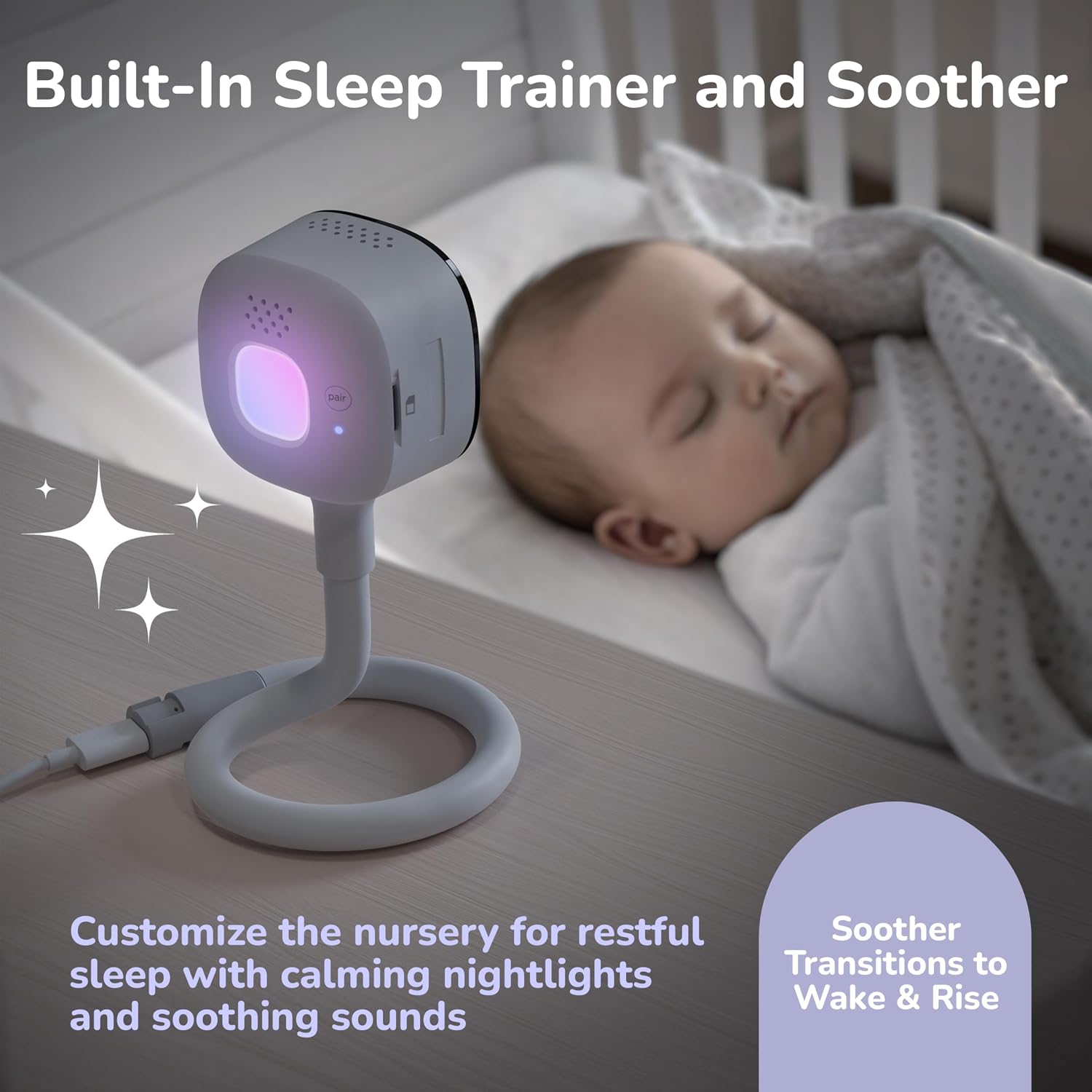 HUBBLE CONNECTED GoBaby AI Twin — 2 Baby Monitor Cameras w/Covered Face & Rollover Alert, True Cry Detection, Sleep Trainer & More — Twin 2K UHD Baby Camera Monitors w/Flexible Mount