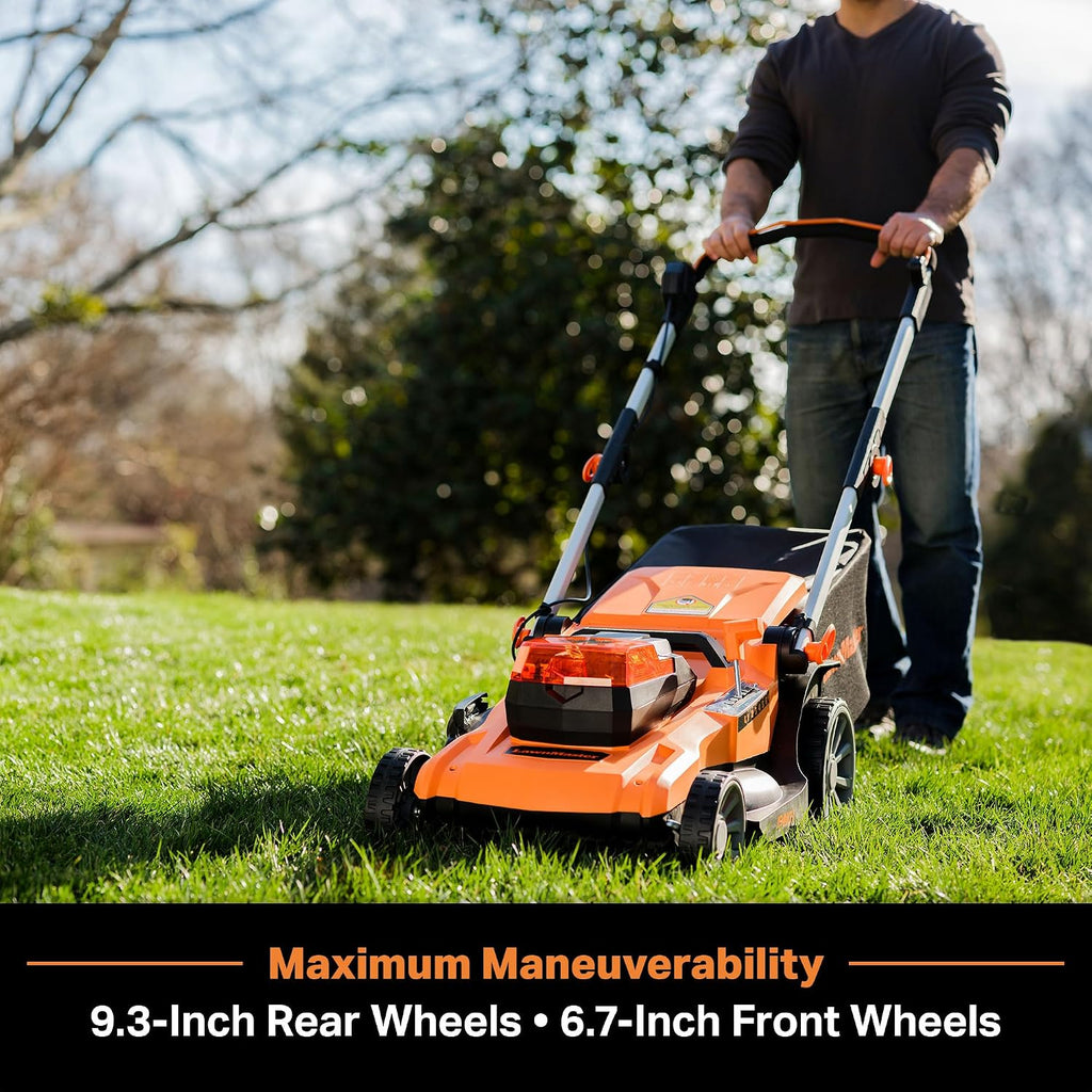 LawnMaster 48V MAX Electric Lawn Mower, 19-inch Brushless Cordless Lawn Mower with 2X24V MAX 4.0Ah Battery and a Dual Charger-CLMF4819A