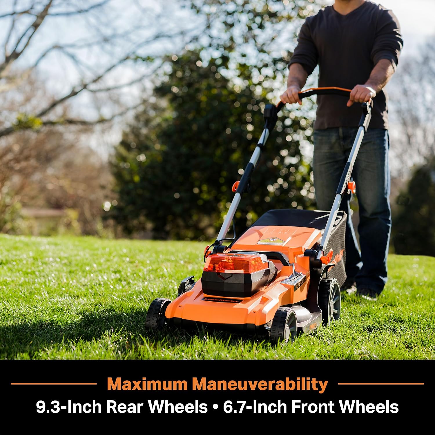 LawnMaster 48V MAX Electric Lawn Mower, 19-inch Brushless Cordless Lawn Mower with 2X24V MAX 4.0Ah Battery and a Dual Charger-CLMF4819A