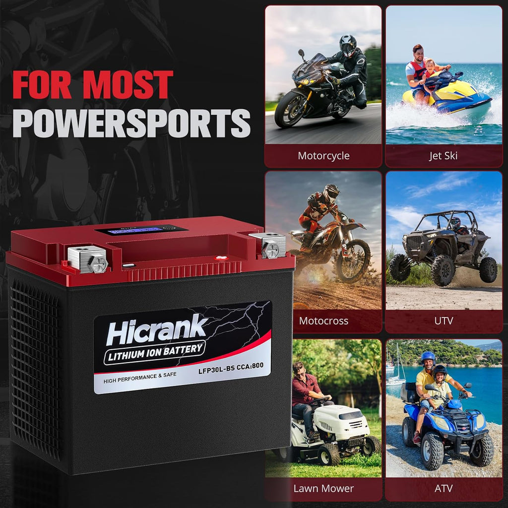 YTX30L-BS/YIX30L-BS High Performance LiFePO4 Motorcycle Battery,Digital Readout, 12V 18Ah 800CCA Fits for KTM Yamaha Harely, ATV, UTV,Jet Ski, PWC,Snowmobile, 4 Wheeler