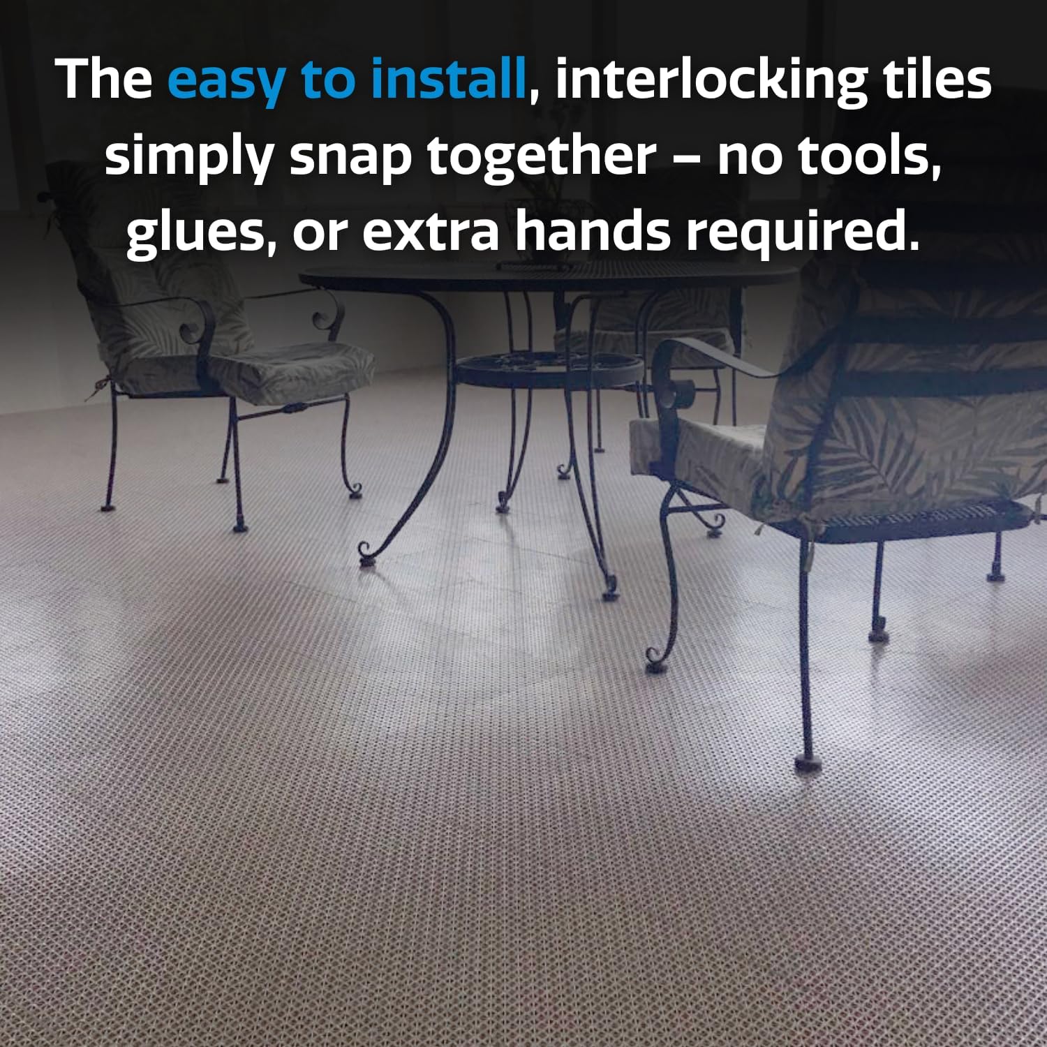 Big Floors DuraGrid Deck Tiles, Interlocking Outdoor Tiles for Patio, Self-Draining, UV-Resistant, Water-Resistant Modular Flooring, Easy Install, 24 Pack, Gray
