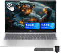 HP 15.6' FHD Touchscreen Laptop, Intel i5-1334U, 16GB DDR4 RAM, 1.5TB Storage (512GB SSD+1TB Docking Station Set), Intel Graphics, Copilot AI, Num Pad, Webcam, Wi-Fi 6, Win 11, Silver