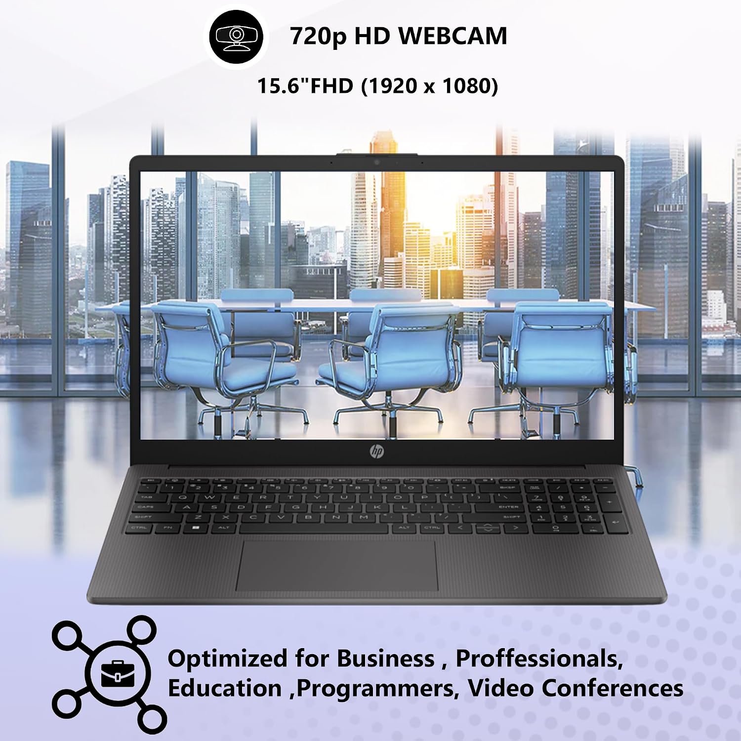 HP 250 255 G10 Business Laptop 15.6' FHD Display, Intel Core i5-1334U (Beats AMD Ryzen 5 7530U) 16GB RAM, 512GB PCIe SSD for Home, Student, Webcam, Numeric Keypad, Windows 11 Pro
