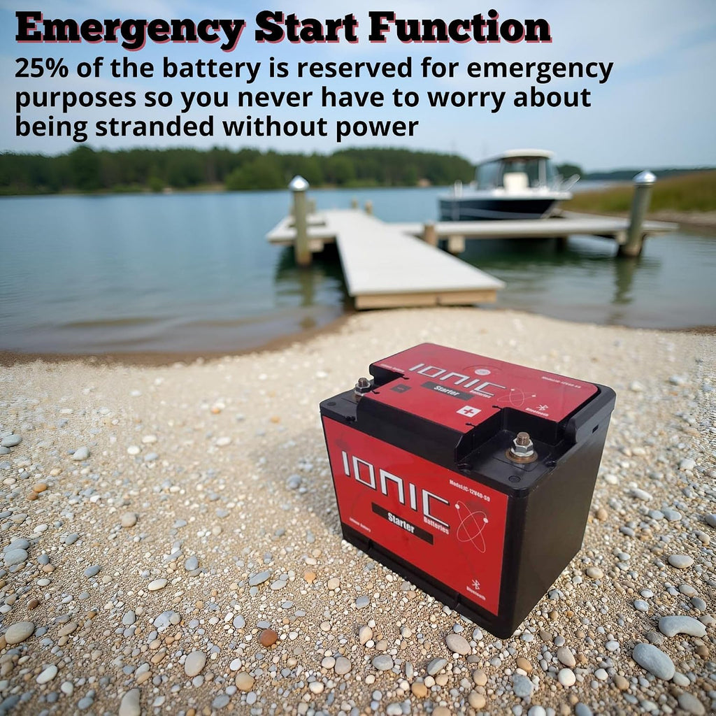 Ionic Lithium 12V 1400CA Marine Battery - Lightweight, Fast Charging LiFePO4 Battery with Bluetooth - IC-12V40-S9