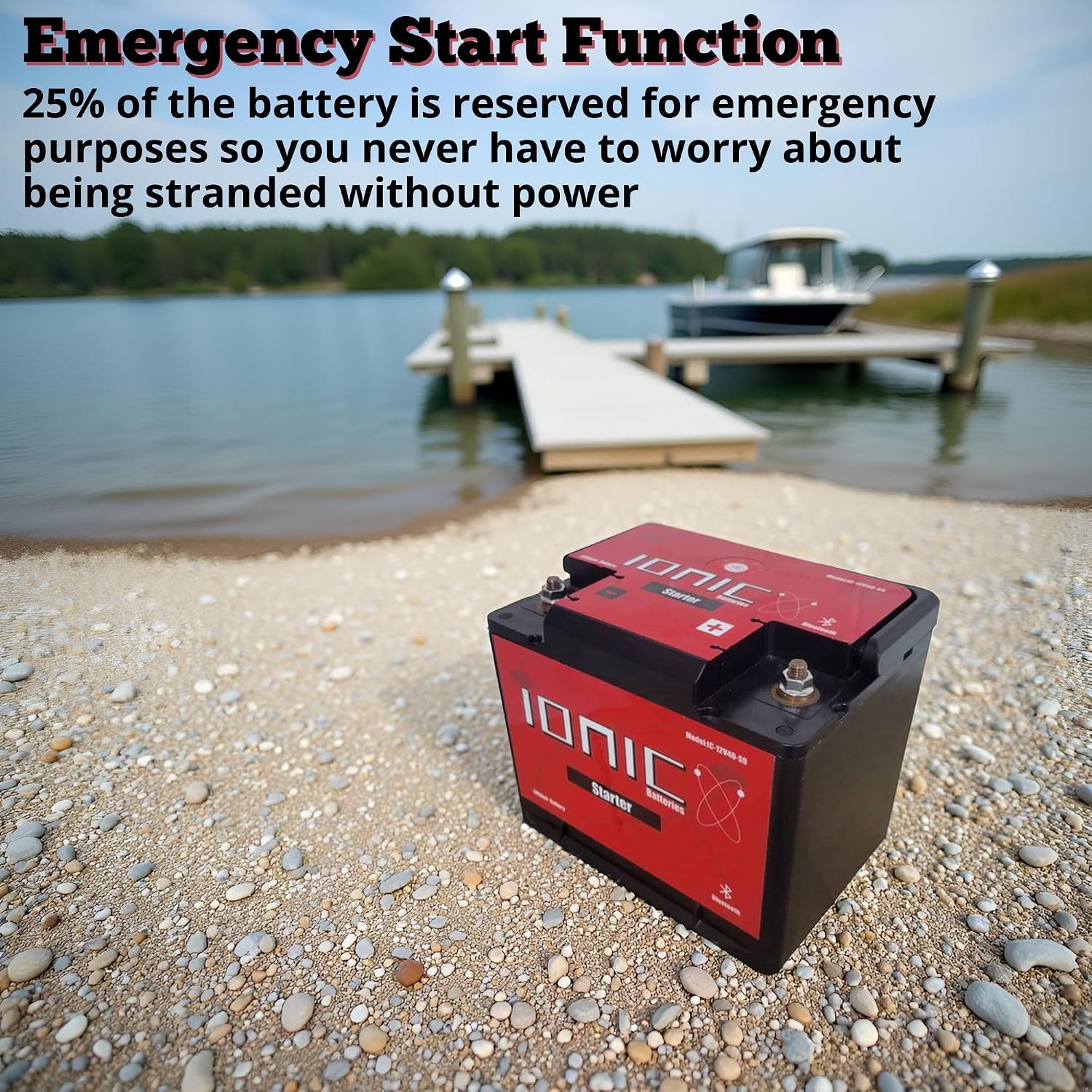 Ionic Lithium 12V 1400CA Marine Battery - Lightweight, Fast Charging LiFePO4 Battery with Bluetooth - IC-12V40-S9