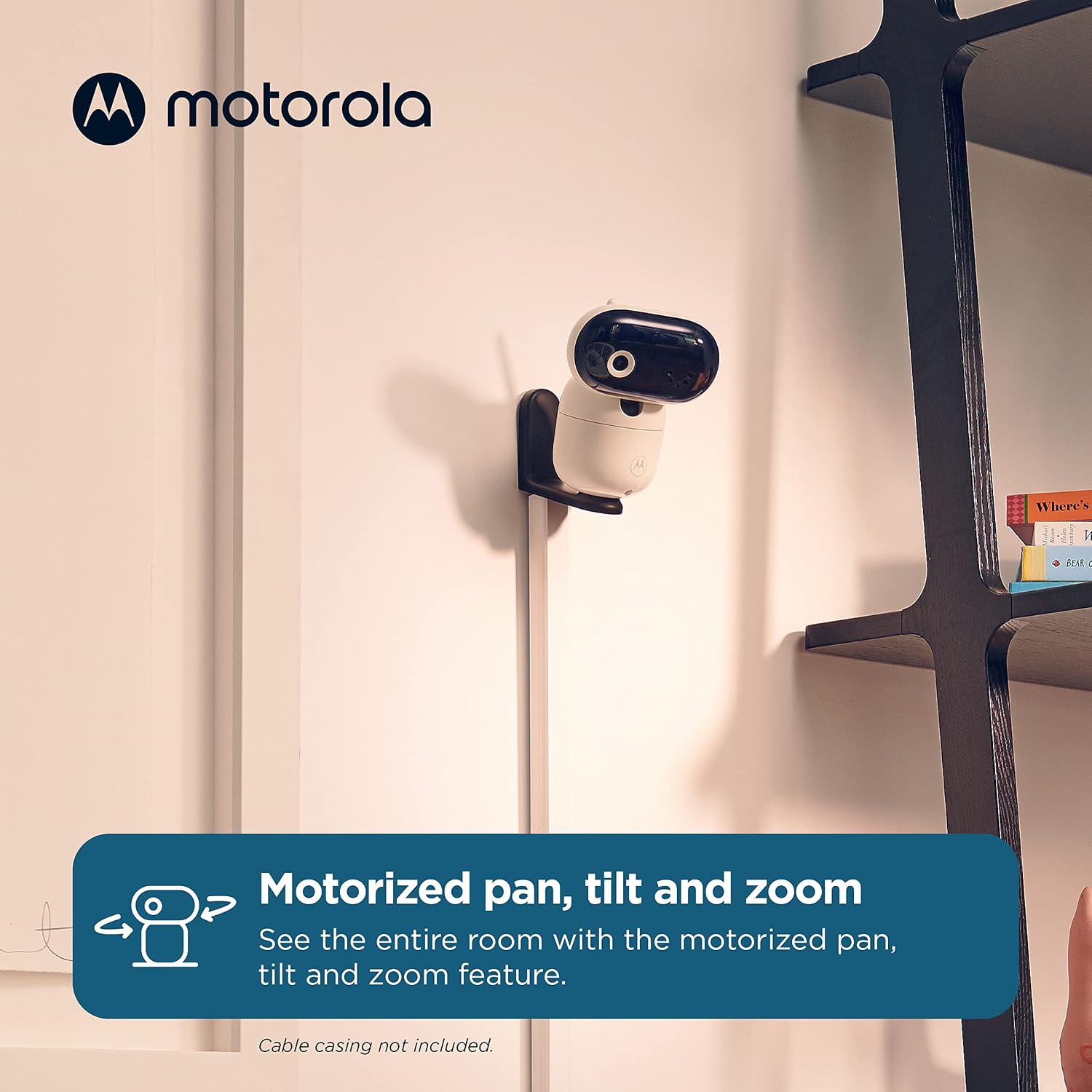 Motorola Nursery Video Baby Monitor with 2 Cameras, 5' Screen HD PIP1610, No WiFi, Wall Mount, Long Range, 2-Way Audio, Temperature Sensor, Motorized, Lullabies, PIP1610-2