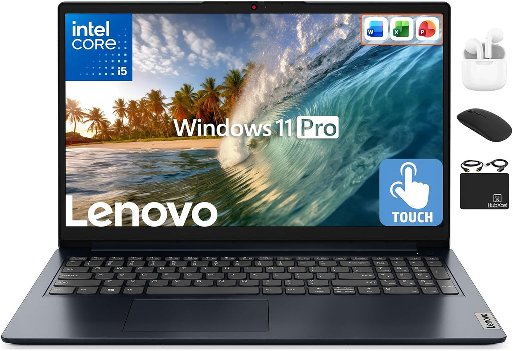 Lenovo IdeaPad Business Laptop, 15.6' FHD Touchscreen, Powerful 10-Core Intel i5-1334U, AI Copilot Computer, 16GB RAM, 1TB Storage (512GB SSD+500GB Ext), HubxcelAccessory, Win 11 Pro, Lifetime Office