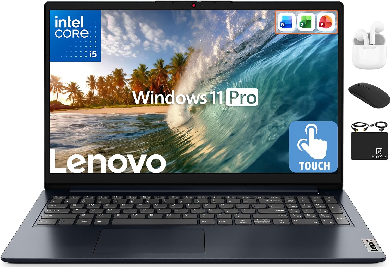 Lenovo IdeaPad Business Laptop, 15.6' FHD Touchscreen, Powerful 10-Core Intel i5-1334U, AI Copilot Computer, 16GB RAM, 1TB Storage (512GB SSD+500GB Ext), HubxcelAccessory, Win 11 Pro, Lifetime Office