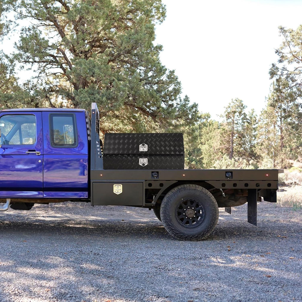 48' Truck Tool Box With One Door and drawer,Heavy-Duty Aluminum 5 Bar Tread Double-layer Toolbox, 48'x 17.7'x 20.8' Truck bed Tools Storage Organizer W/Lock and Keys For Truck, Van, Trailer
