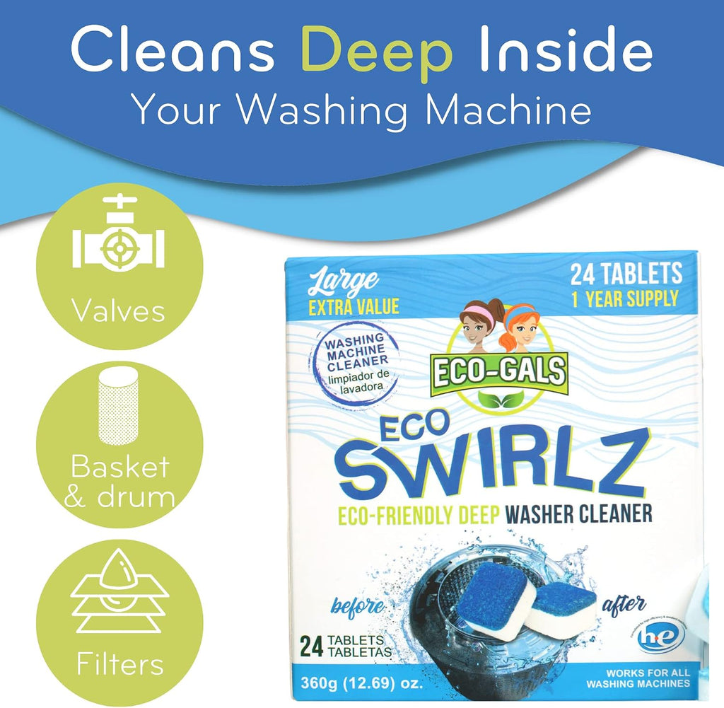 ECO-GALS Eco Swirlz Bulk Wholesale Washing Machine Cleaner for Cleaning Business, Laundromats, and Shared Laundry