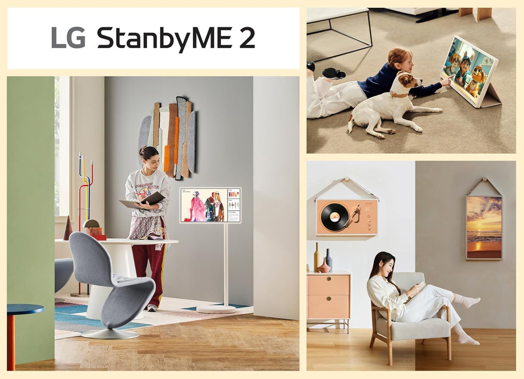 LG 27-Inch StanbyME 2 with Folio Cover, Portable Touch Screen, Dolby Vision, HDR10, Filmmaker Mode, Built-in Battery, Full Swivel Rotation (27LX6TYGA, 2025)