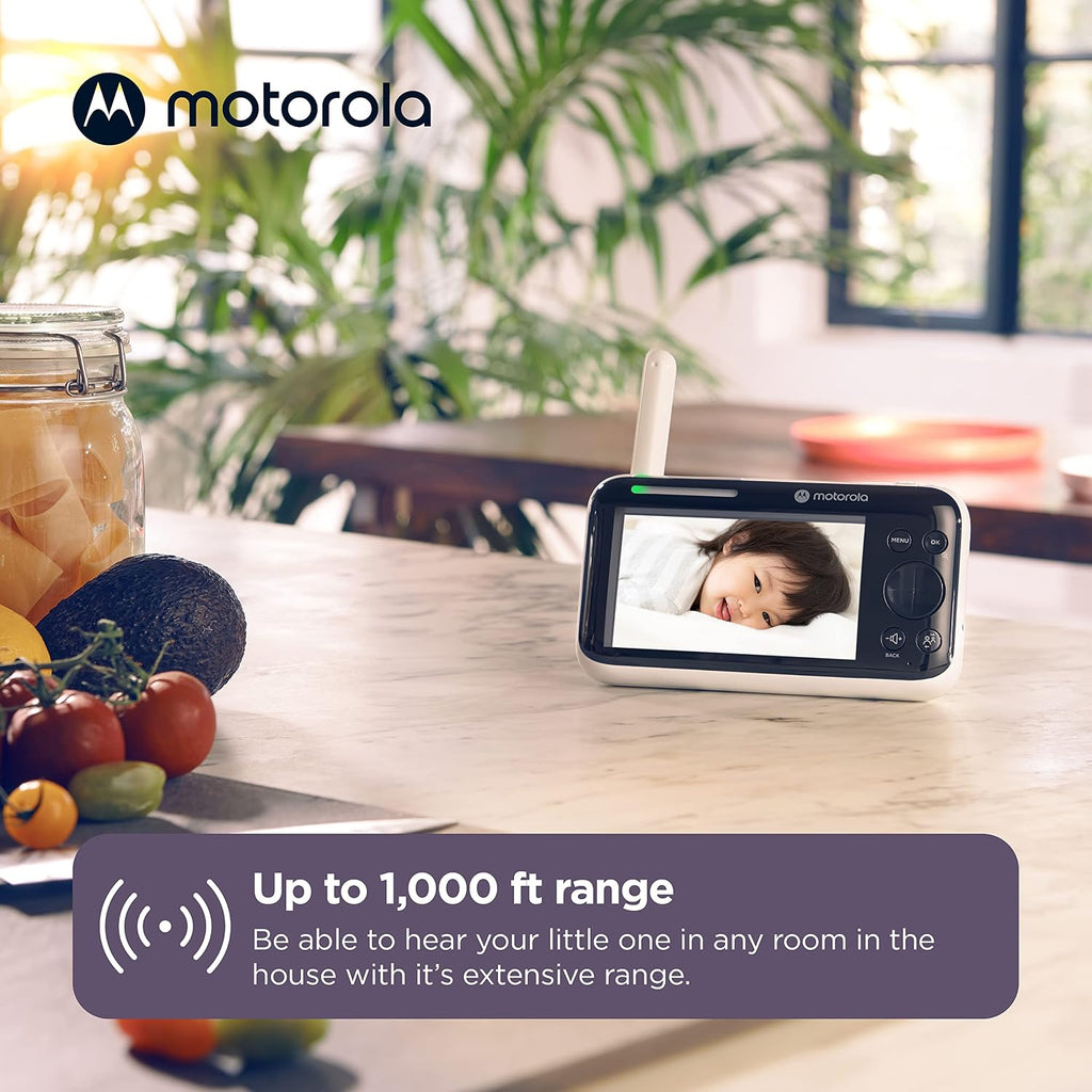 Motorola Nursery WiFi Baby Monitor with Camera, 5' Screen, Wall Mount, Long Range, 2-Way Audio, Temperature Sensor, Motorized, Lullabies, PIP1610 HD Connect