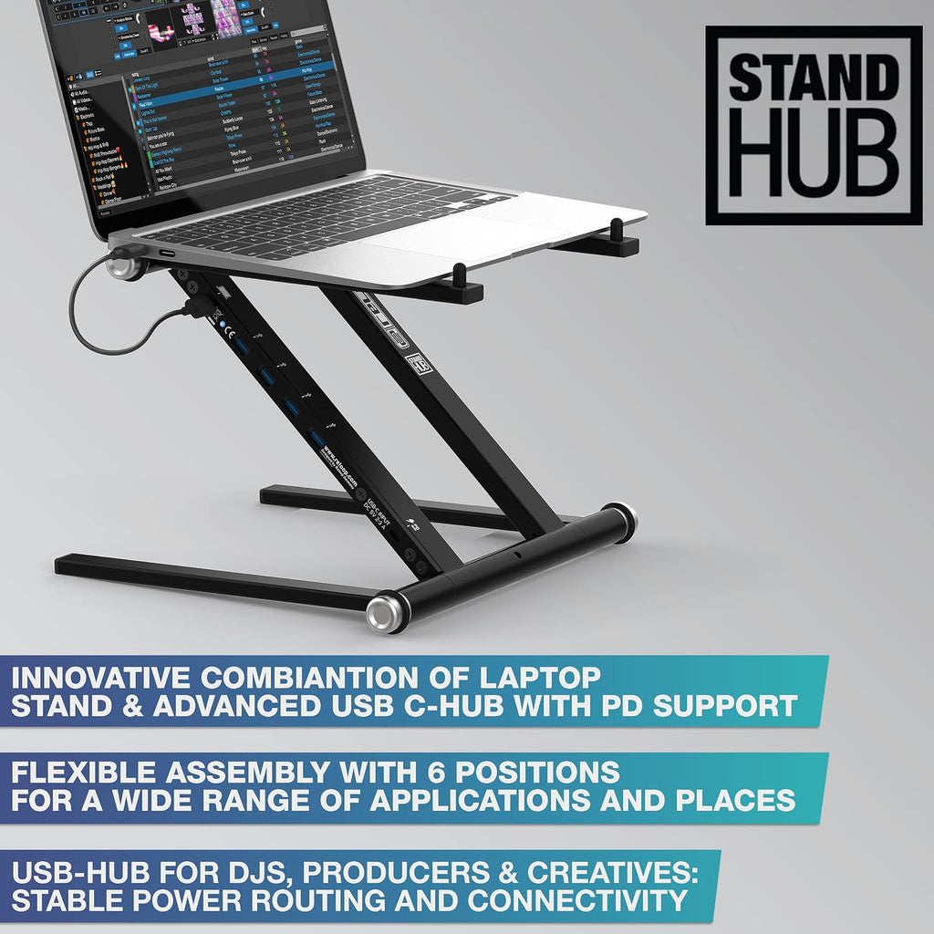 Reloop Advanced Laptop Stand with USB-C PD Hub (AMS, black (AMS-STAND-HUB)