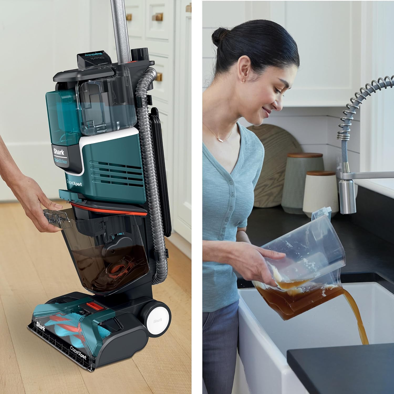Shark R-EX205 CarpetXpert Carpet, Area Rug & Upholstery Cleaner with StainStriker, Built-in Spot & Stain Cleaner, Teal - Certified , EX200 Series (Renewed)