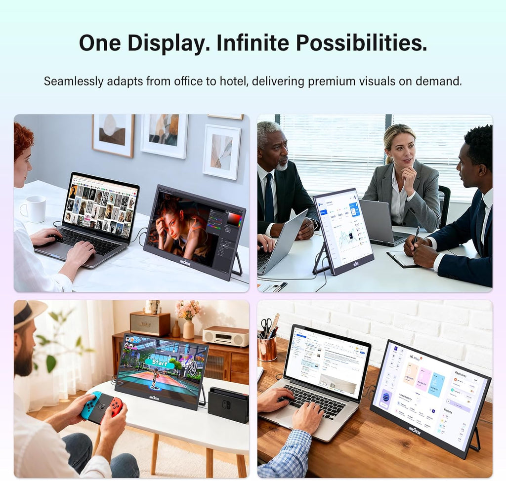 InnoView 4K Portable Monitor 18.5' 3840x2160 UHD USB-C HDMI for Laptop, 400 nits IPS Computer Gaming Display HDR Travel Monitor with W/180°Adjustable Stand for Desktop Mac Phones Tablet PS5/4 Switch