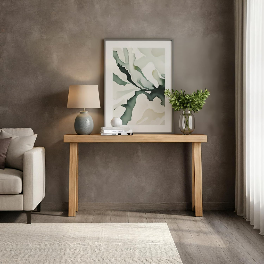 Plank+Beam Solid Wood Console Table, 56 Inch, Sofa Table, Narrow Entryway Table for Hallway, Behind The Couch, Living Room, Foyer, Easy Assembly, Blonde