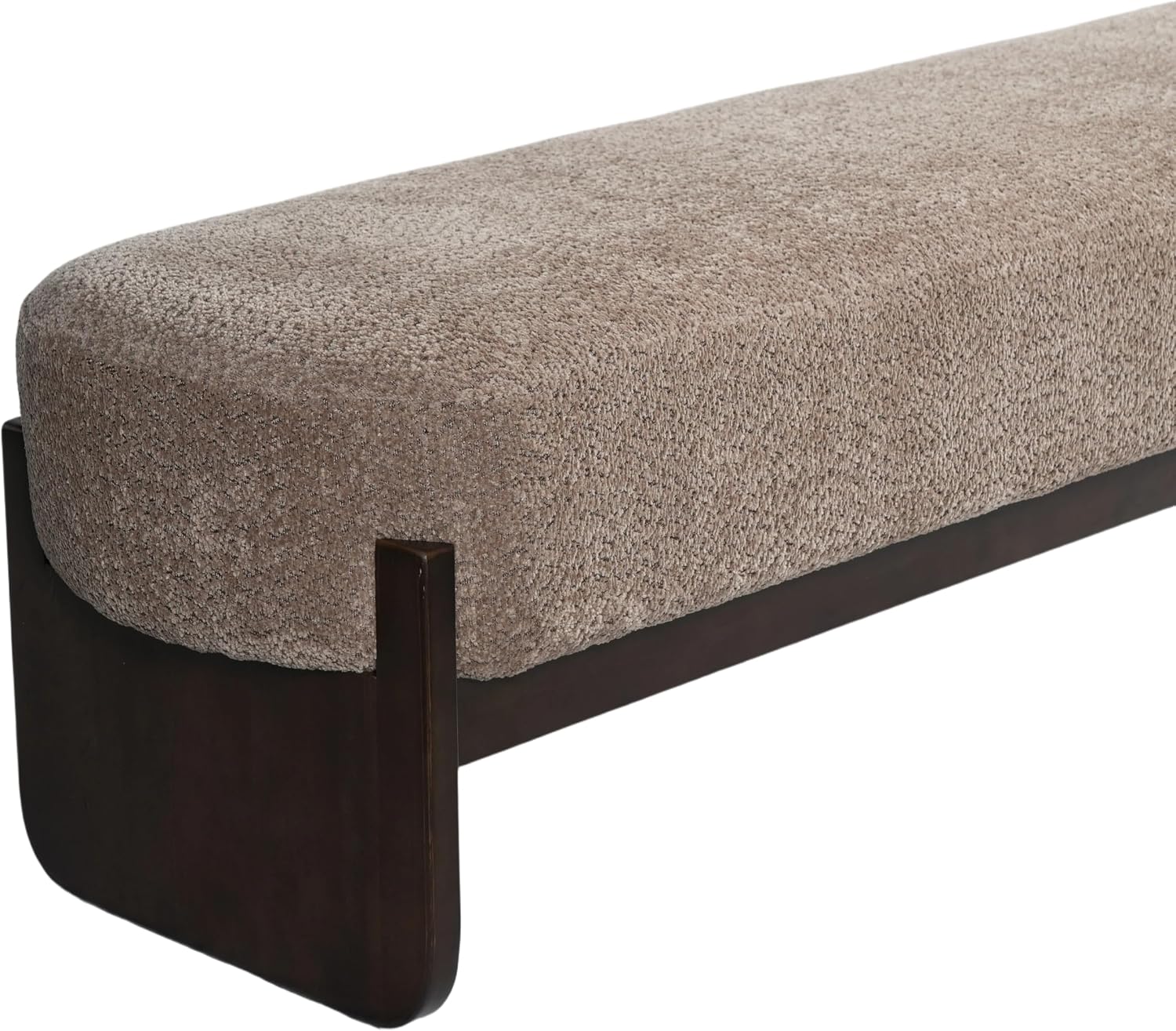 Christopher Knight Home Arden Minimalist Style Rectangular Loop Yarn Fabric Ottoman Bench, Rubberwood Frame, Entryway Bench, Living Room Sofa Extra Seat, End of Bed Footstool, Brown+Brown