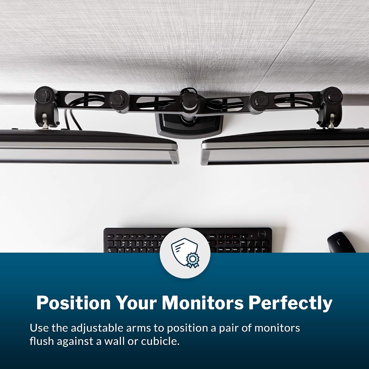 Vari Dual Monitor Arm 180 Degree - VESA Compatible Mount w/ 180 Degree Adjustment - Monitors up to 27 inches, 19.8 lbs - Double Arms for Compact Spaces - Computer Monitor Stand for Home or Office
