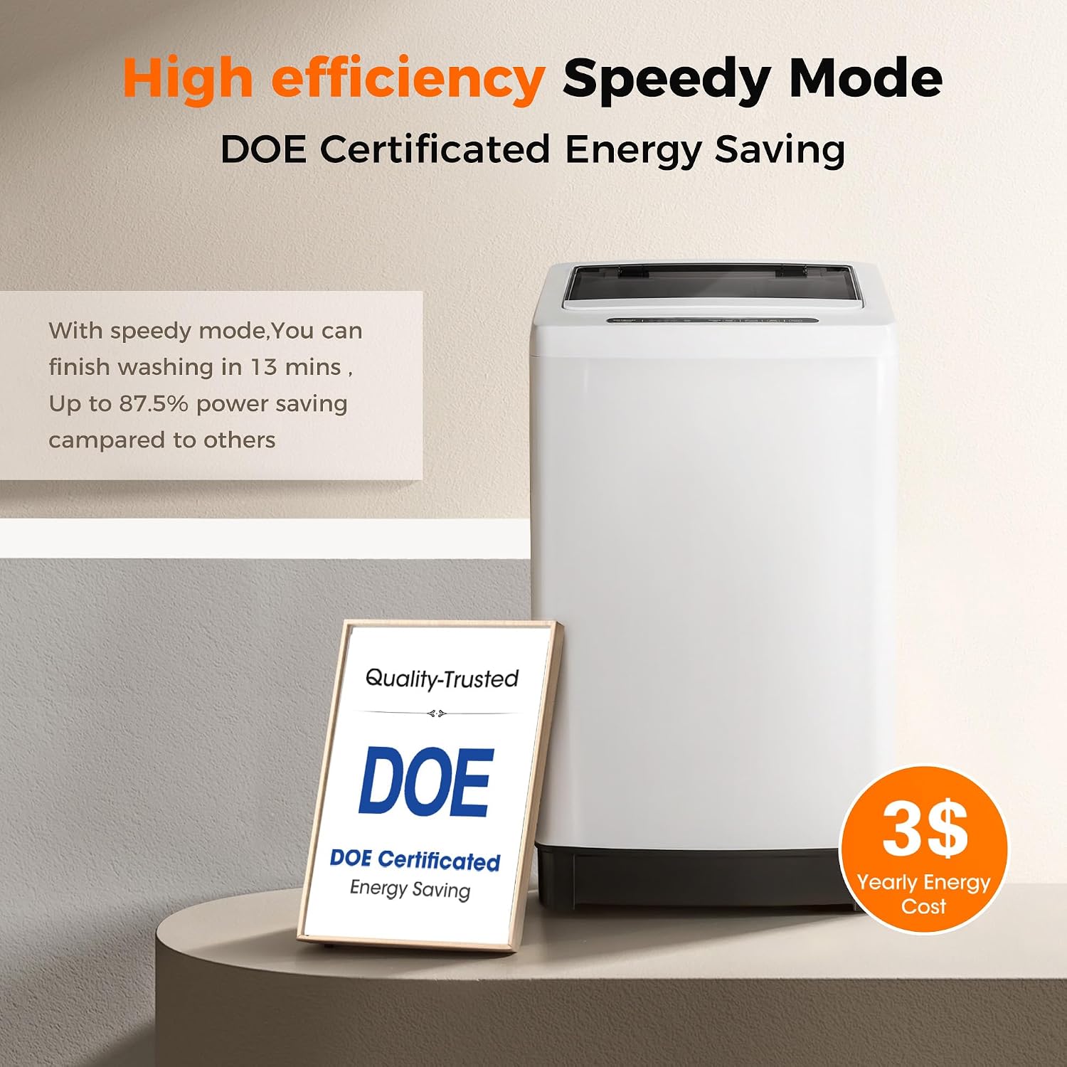 1.5 Cu. Ft. Portable Washing Machine, Full-Automatic Capacity Washing Machine with 8 Programs 10 Water Levels & Drain Pump, Portable Washer for Apartment, Home, Dorms, RV