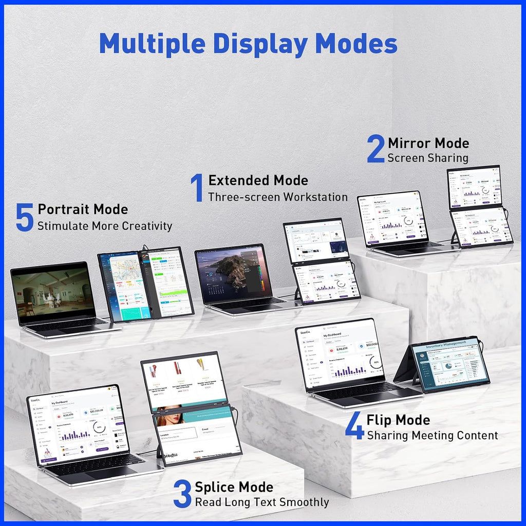 Maxfree M3 Laptop Screen Extender, 1080P FHD 15.6' Portable Dual Monitor with Type-C, HDMI, Plug & Play, VESA Mountable, Folding Dual Monitor for Laptop/PC/Windows/Mac(M1/M2/M3 Chip)/Phone/Ps4/Switch