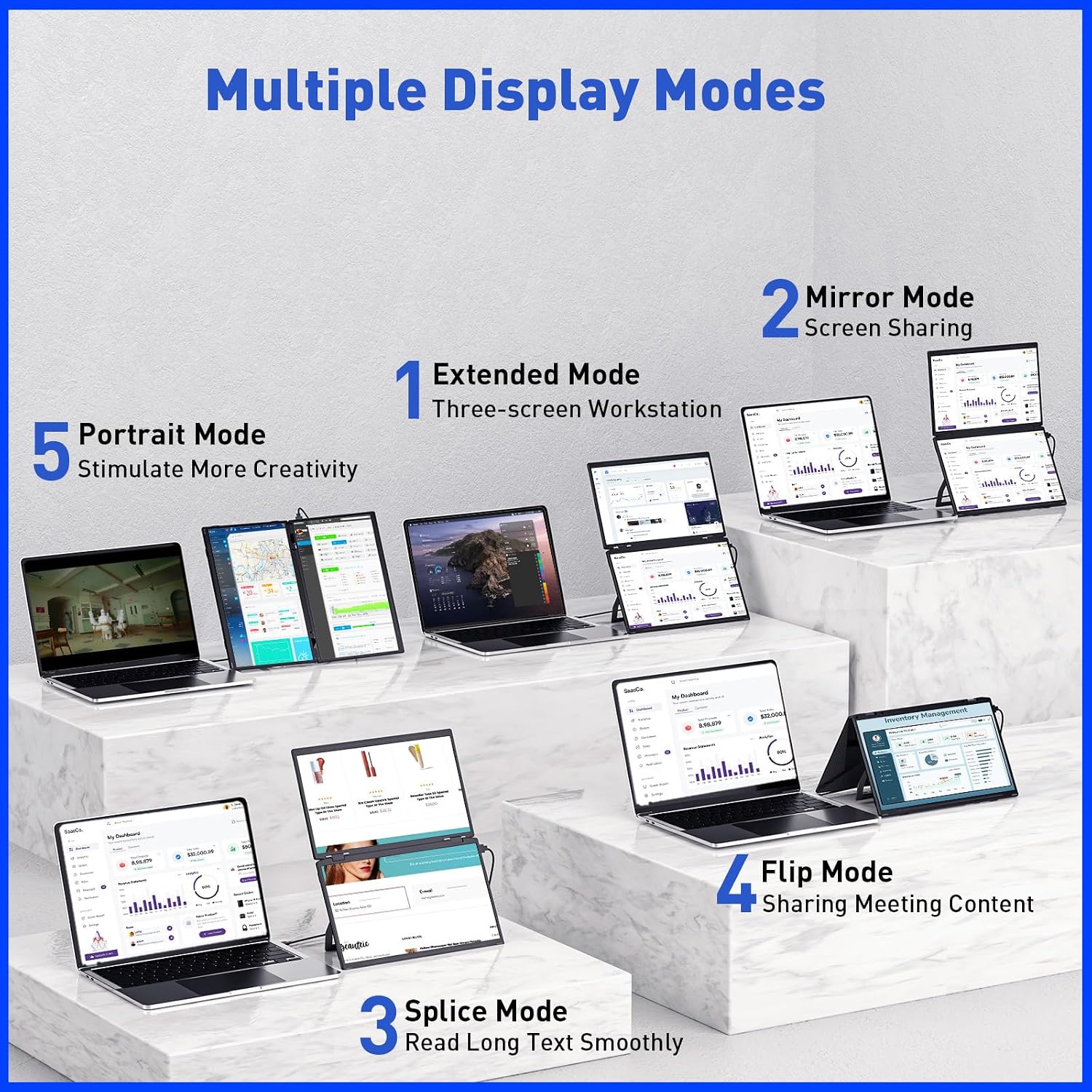 Maxfree M3 Laptop Screen Extender, 1080P FHD 15.6' Portable Dual Monitor with Type-C, HDMI, Plug & Play, VESA Mountable, Folding Dual Monitor for Laptop/PC/Windows/Mac(M1/M2/M3 Chip)/Phone/Ps4/Switch