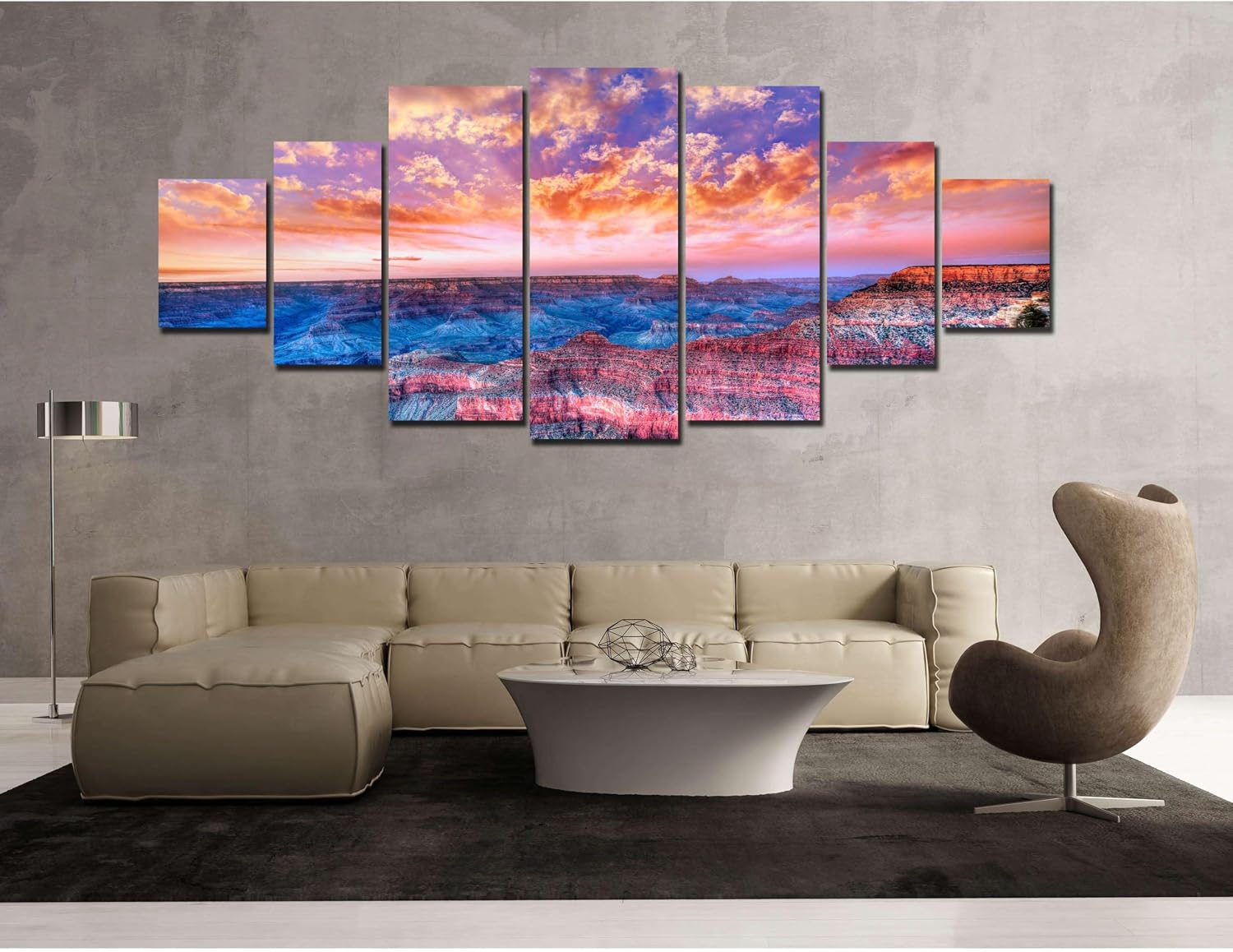 Startonight Huge Canvas Wall Art Grand Canyon View At Sunset - Large Framed Set of 7 40' x 95'