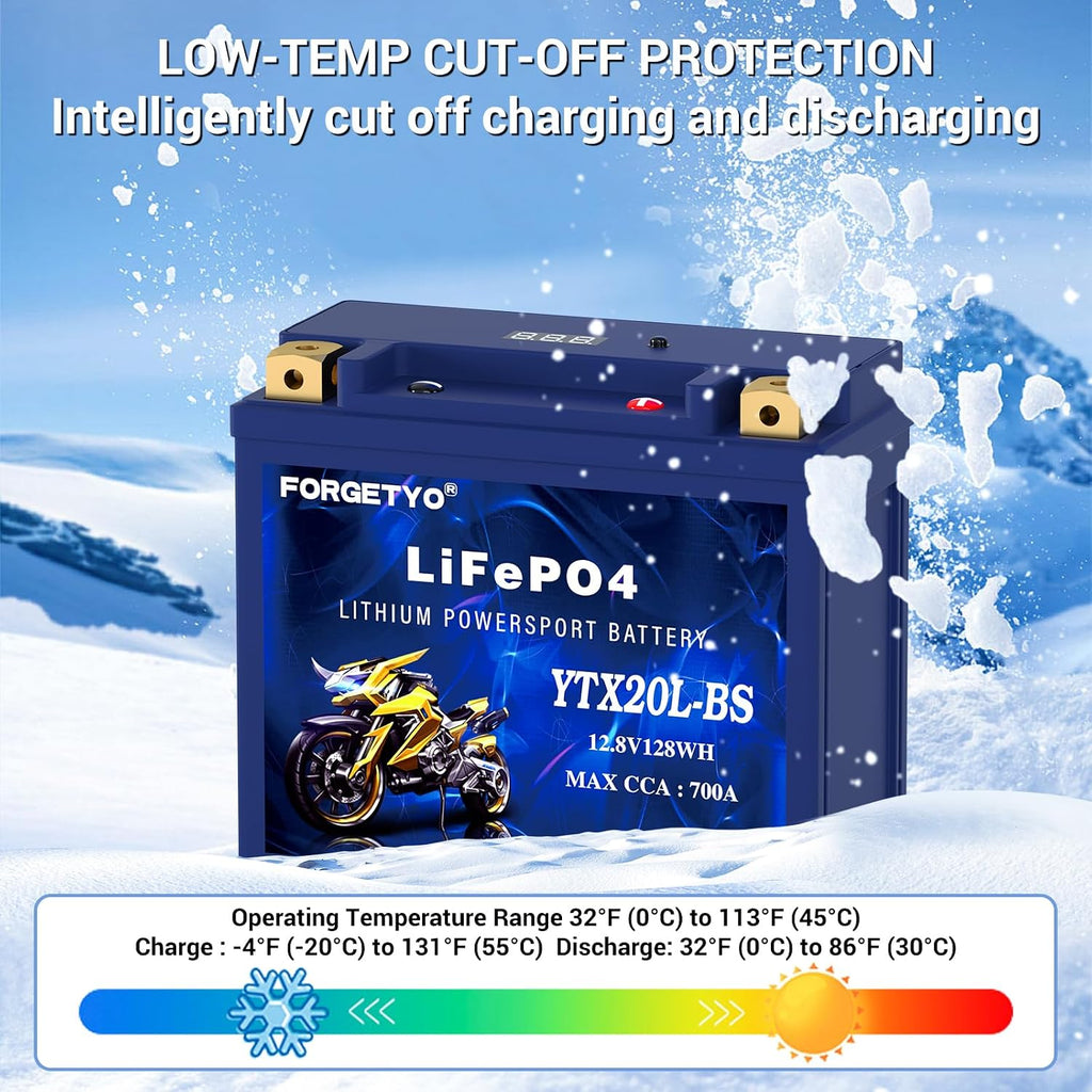 Lithium YTX20L-BS, 700A LiFePO4 Motorcycle Battery, 12V 10AH ATV, UTV, Jet Ski, 4 Wheeler, Snowmobile, Personal Watercraft, Seadoo, Polaris, Tractor,Generator and Riding Lawn Mower Battery