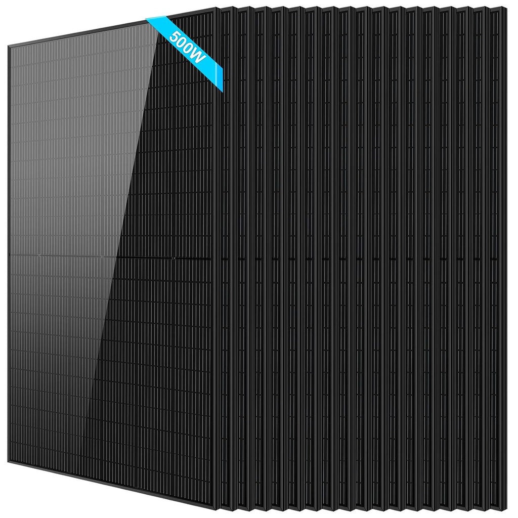 SUNGOLDPOWER UL61730 500 Watt Monocrystalline Solar Panel 18PCS, Grade A Cell,Whole Black High Efficiency,IP68,for 12V/24V/48Vdc RV,Farms,Parking Lot,On/Off-Grid System CEC listed(18*500W Solar Panel)