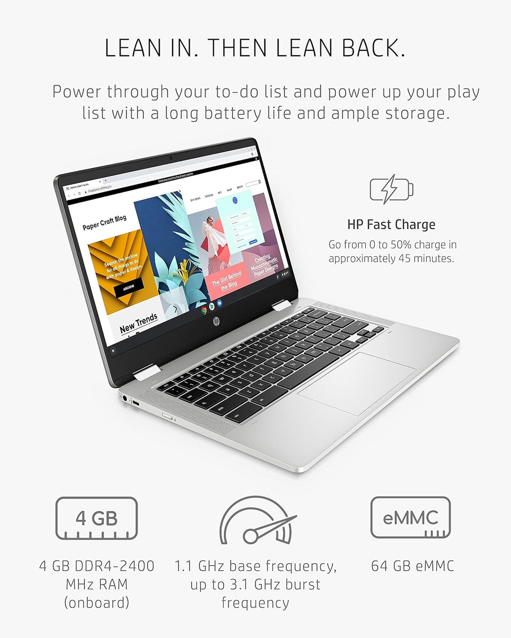 HP Chromebook x360 14a 2-in-1 Laptop, Intel Pentium Silver N5030, 4 GB RAM, 64 GB eMMC, 14' HD Micro-Edge Touchscreen, Chrome OS, 720p Webcam, Dual Speakers, Long Battery Life (14a-ca0023nr, 2021)