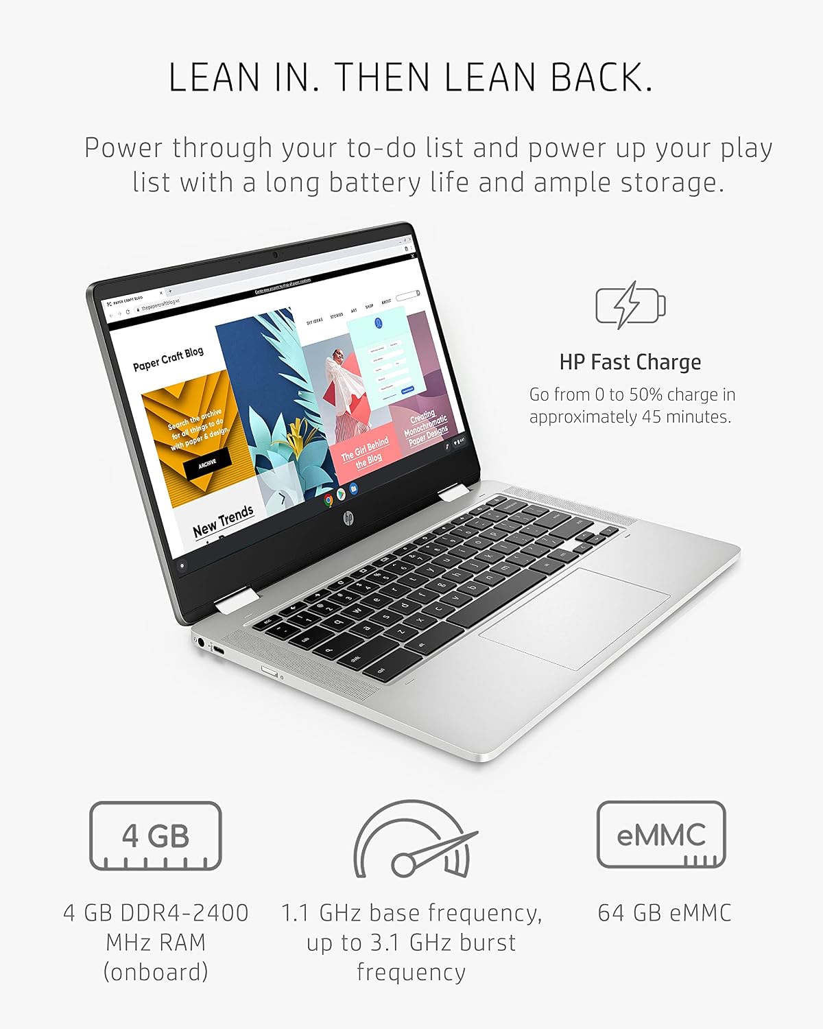 HP Chromebook x360 14a 2-in-1 Laptop, Intel Pentium Silver N5030, 4 GB RAM, 64 GB eMMC, 14' HD Micro-Edge Touchscreen, Chrome OS, 720p Webcam, Dual Speakers, Long Battery Life (14a-ca0023nr, 2021)