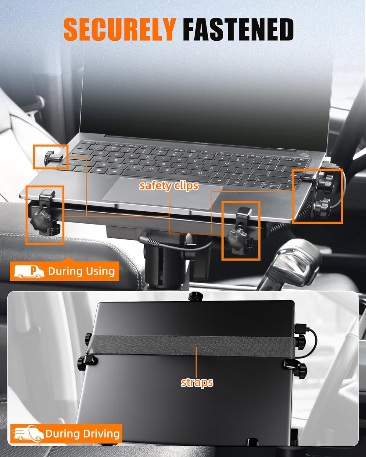 MELIPRON Van Laptop Mount Fit for Ford Transit 2014-2023 150 250 350 Cargo Van Laptop Holder Stand