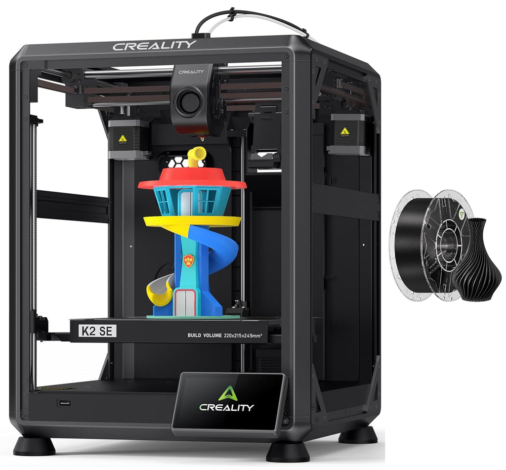 Creality K2 SE 3D Printer, Max High-Speed 500mm/s, Support Multicolor Printing Needs CFS Bundle with Creality Hyper RFID PLA Filament Black 1kg