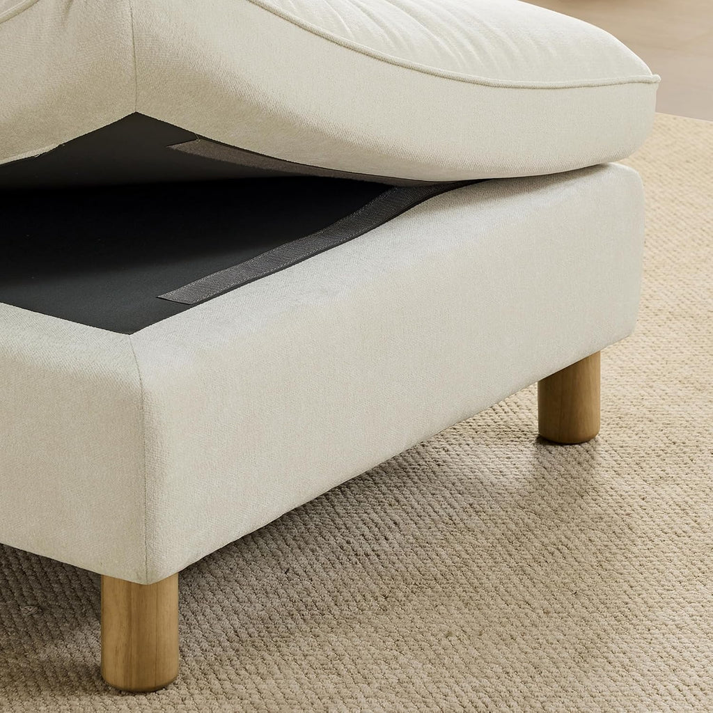 CHITA 127' Super Large Sectional Couches for Living Room, Modular Cloud Couch Sectional Sofa, Premium Fabric Couches, Down Filled, High Density Foam, Chenille in Cream, 3 Seater