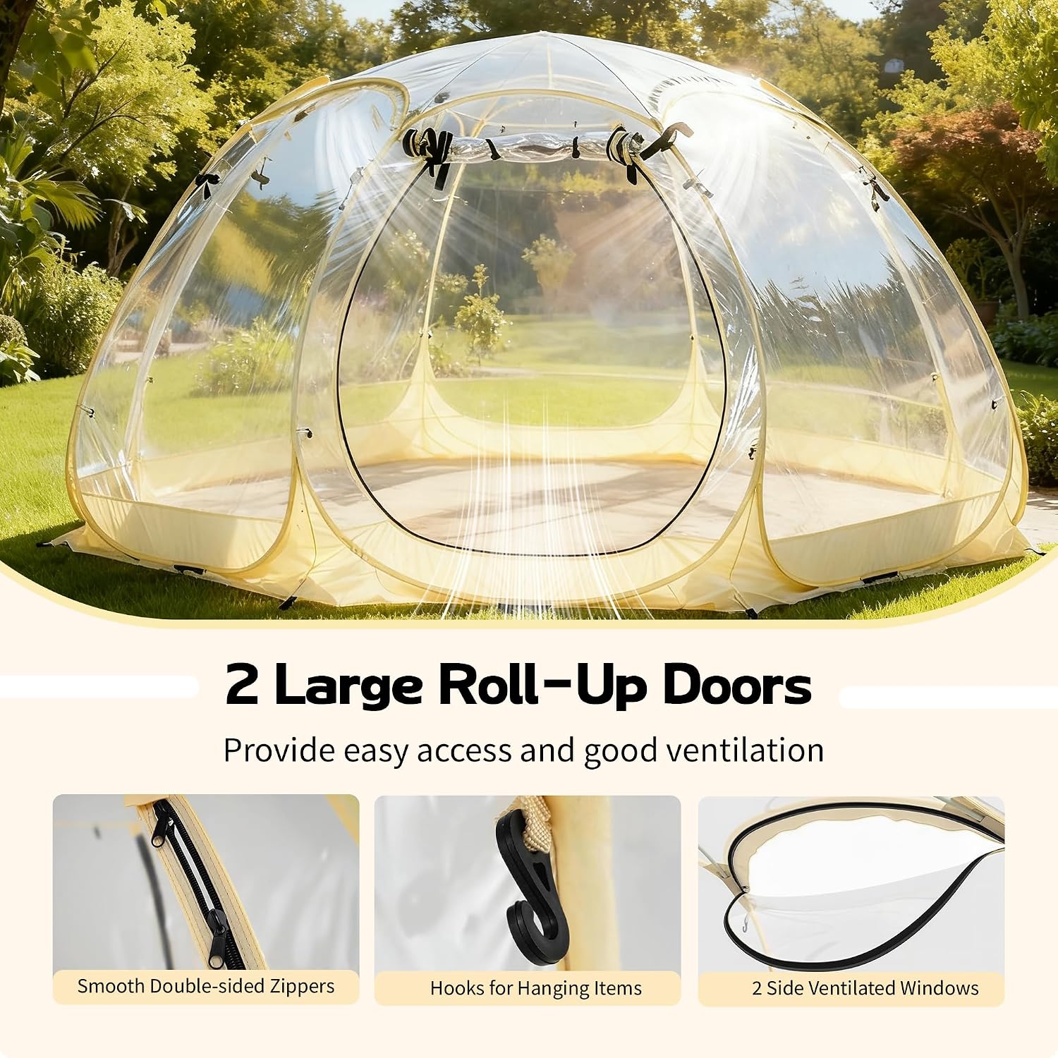 Lenotos Pop Up Bubble Tent, 12 x 12 FT Instant Igloo Tent Suitable for 8-10 People, Screen House for Patios, Cold