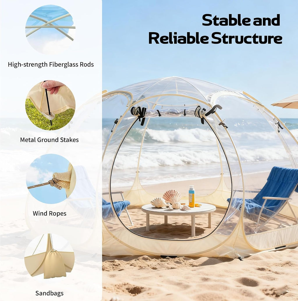 Lenotos Pop Up Bubble Tent, 12 x 12 FT Instant Igloo Tent Suitable for 8-10 People, Screen House for Patios, Cold