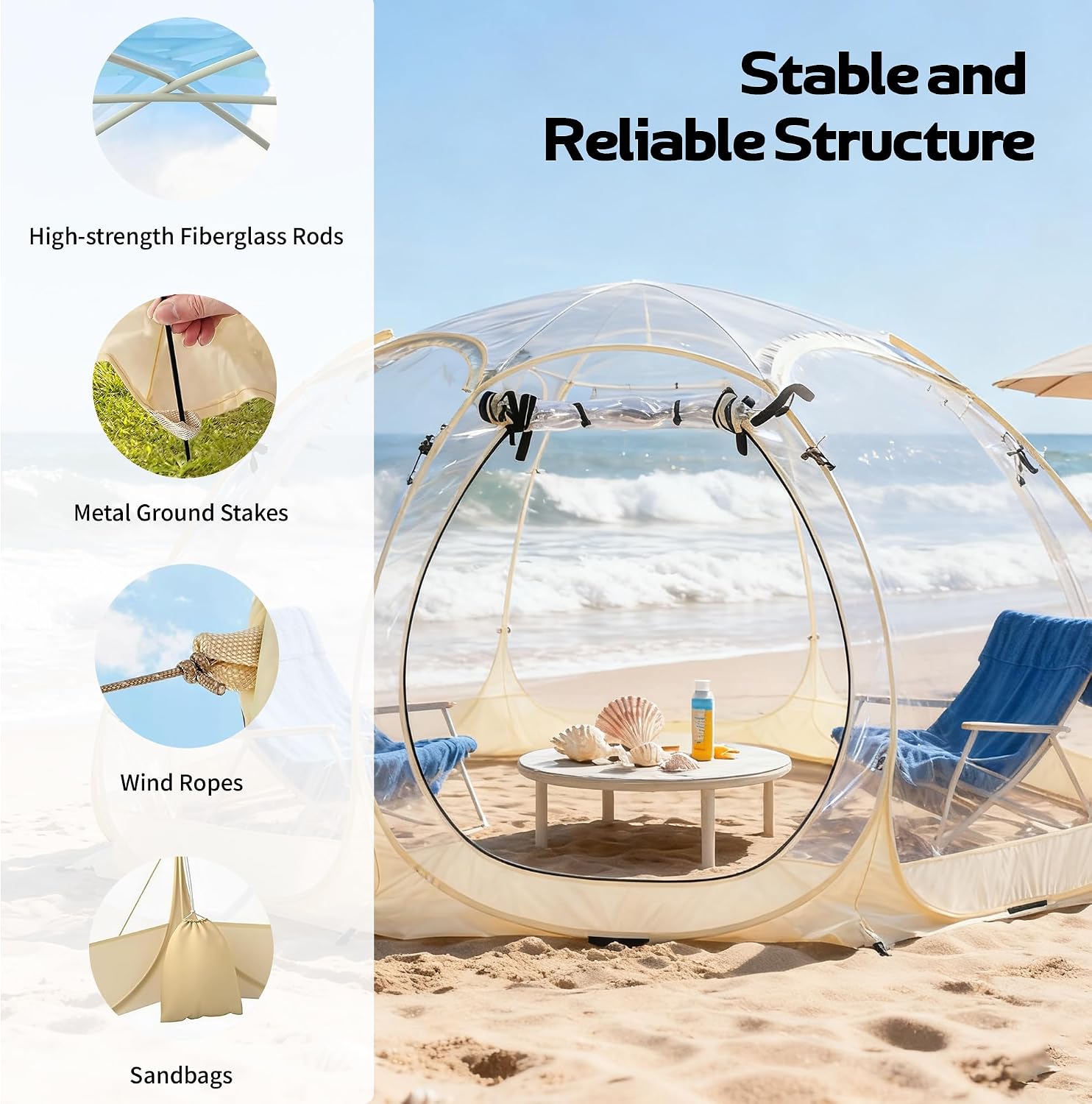 Lenotos Pop Up Bubble Tent, 12 x 12 FT Instant Igloo Tent Suitable for 8-10 People, Screen House for Patios, Cold