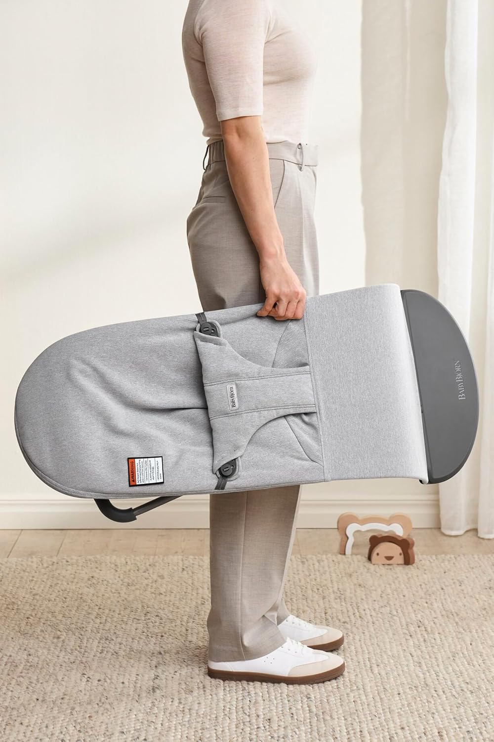 BabyBjörn Bouncer Bliss, Woven Mélange, Light Grey | 2-in-1 Adjustable Baby Bouncer Seat and Toddler Chair, Newborn to Toddler (8-29 lbs), 4 Positions, Lightweight & Portable