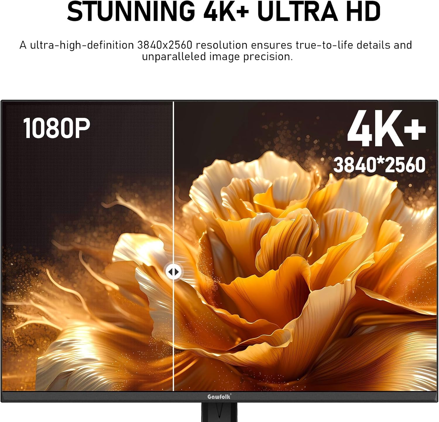 Gawfolk 28 Inch 4K Monitor IPS 60Hz, UHD (3840x2560p) PC Screen Built-in Speakers, Ultra HD Computer Display for Home & Office, 3:2, HDMI, DP, Support Wall Mount Compatible