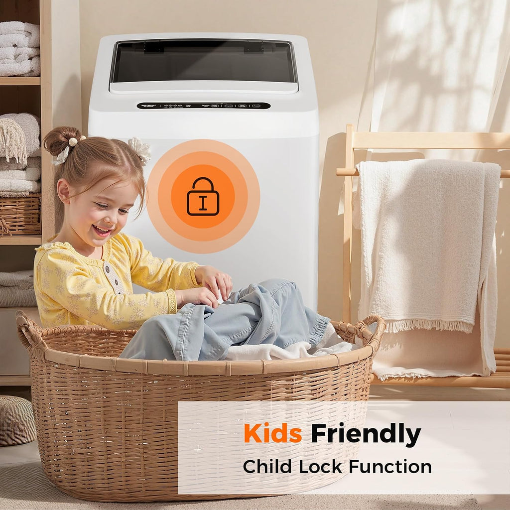 1.5 Cu. Ft. Portable Washing Machine, Full-Automatic Capacity Washing Machine with 8 Programs 10 Water Levels & Drain Pump, Portable Washer for Apartment, Home, Dorms, RV