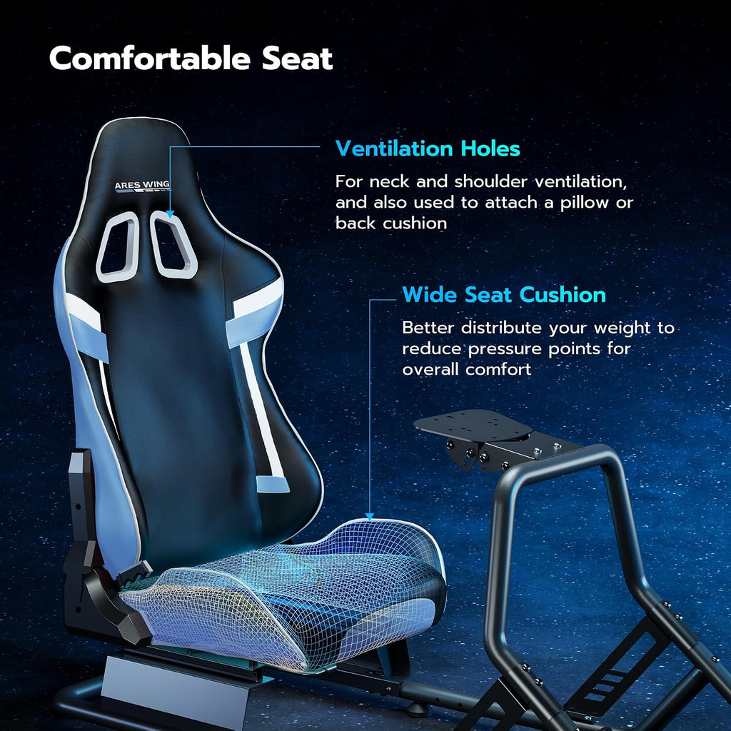 ARES WING Sim Racing Cockpit with Monitor Mount, Wheel Stand with Seat, Simulator Compatible with Fanatec, Thrustmaster, Logitech, Moza Racing Games on PS5, PS4, Xbox and PC