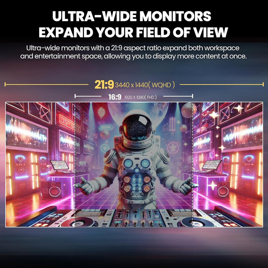 CRUA 34' Curved Gaming Monitor, IPS WQHD(3440x1440P) 120Hz 1900R 21:9 UltraWide PC Display, 130% sRGB, AMD FreeSync, Blue Light Filter, HDMI/DP Ports, Wall Mountable Installs– Black