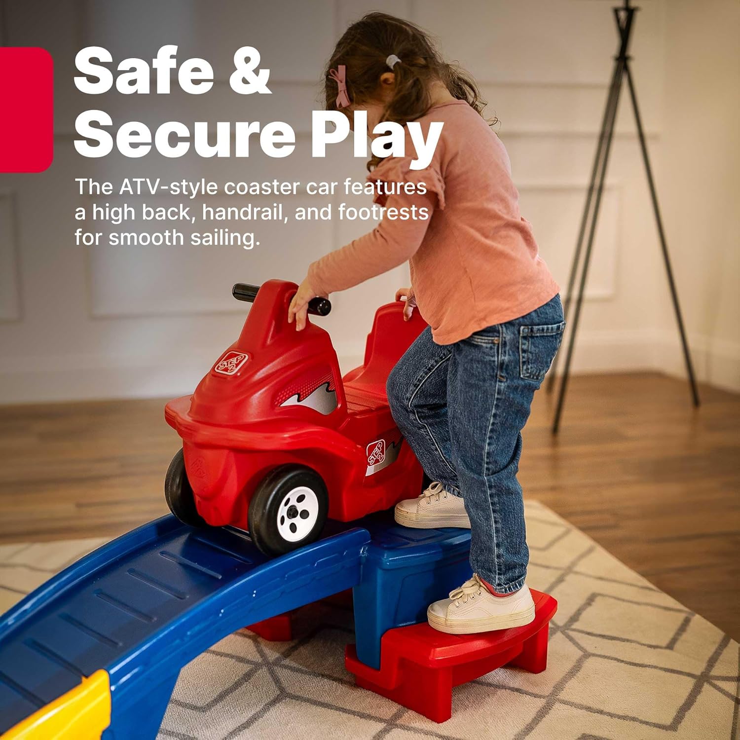 Step2 Up & Down Roller Coaster Kids Ride On Toy, Push Car, Indoor/Outdoor Playset, Made of Durable Plastic, Max Weight 50 lbs., For Toddlers 2-5 Years Old, Multicolor