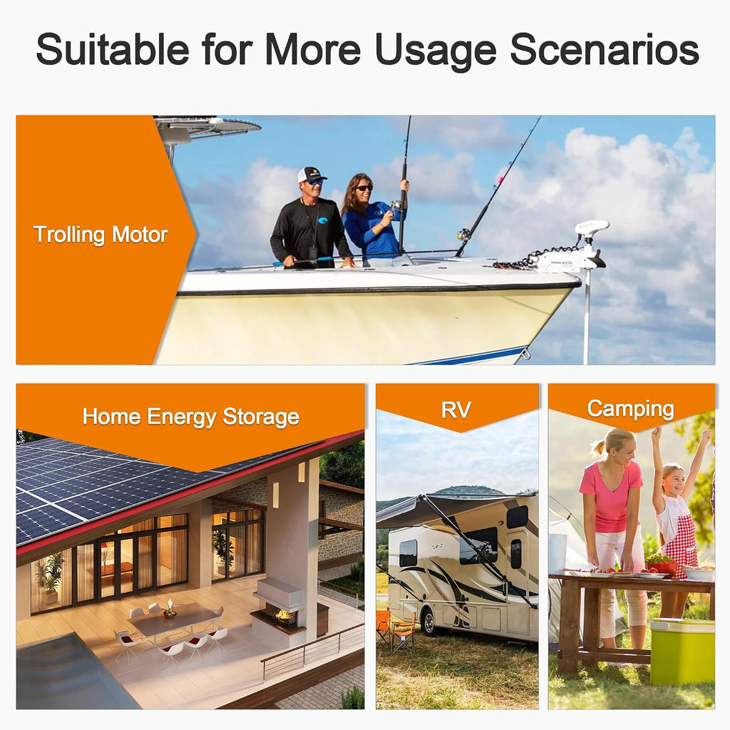 24V 50Ah LiFePO4 Battery,5000+ Deep Cycle, 24v Trolling Motor Lithium Battery,Bulit-in 50A BMS,Perfect for Fish Finder Boat,Marine,RV,Off-Grid System,Solar System,Home Storage